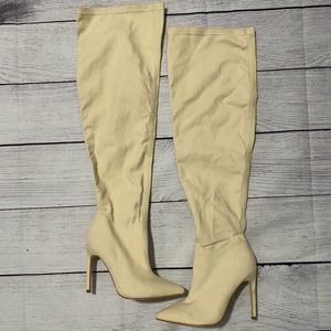 RAYE Cream Over the Knee Boots